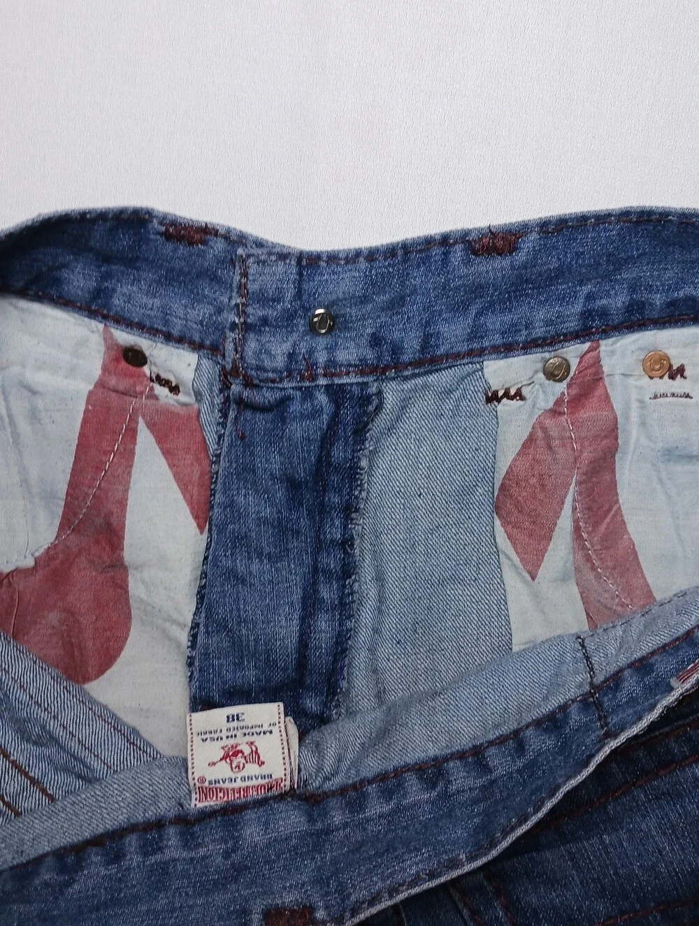 True Religion Mens Joey Super T Flap Pocket Relaxed Fit Jeans 38X34 Blue Denim